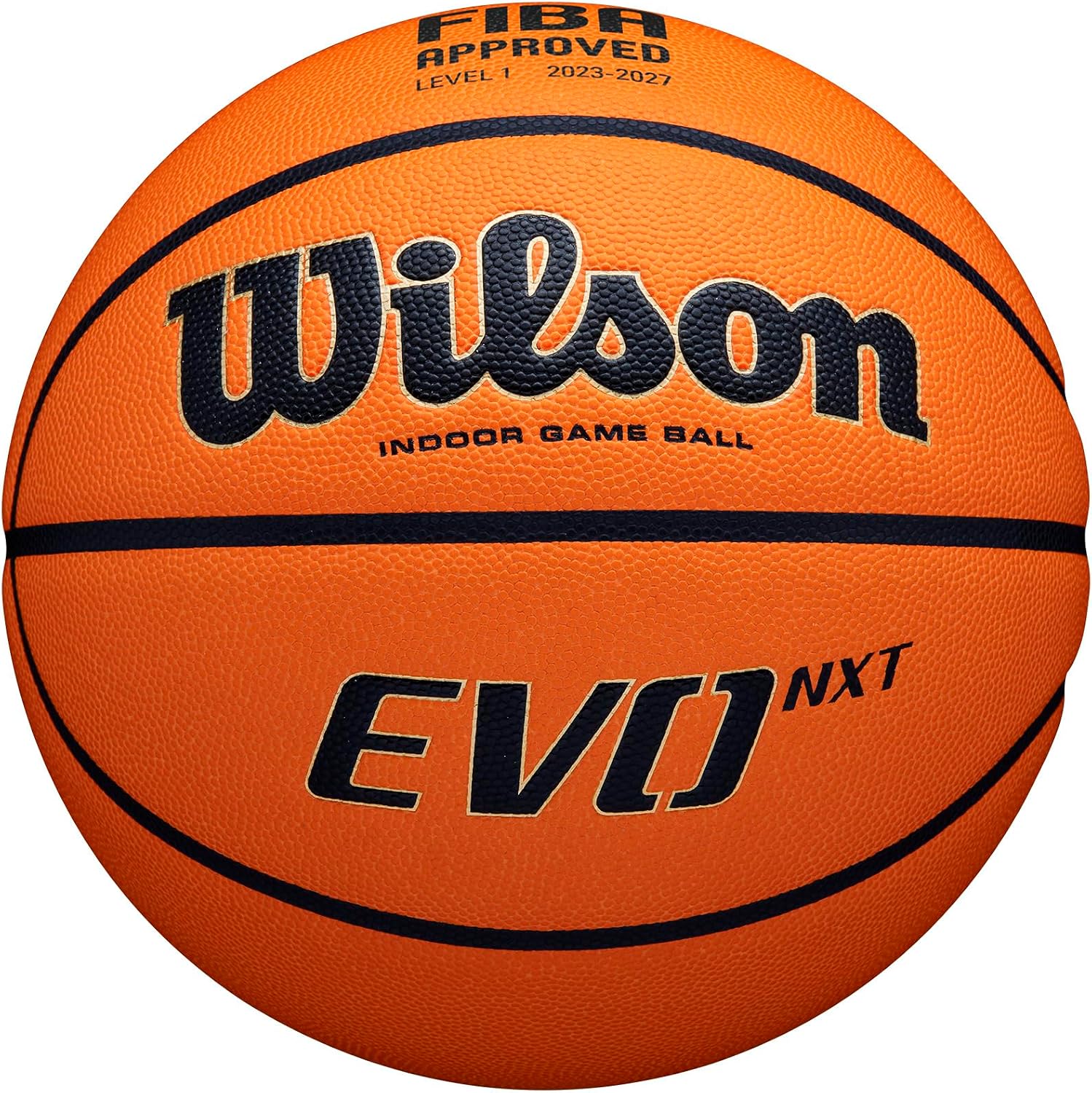 Wilson Basketball EVO NXT FIBA Game Ball, Mixed Leather, Ideal for Indoor, Size 7, Brown